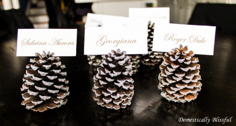 silver-sparkly-pinecone-place-card-holders